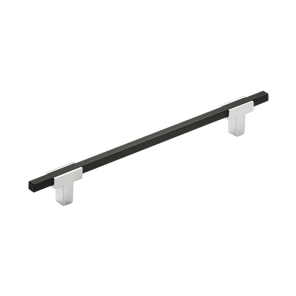 Urbanite 7-9/16 in. (192mm) Modern Polished Chrome/Brushed Matte Black Bar 
