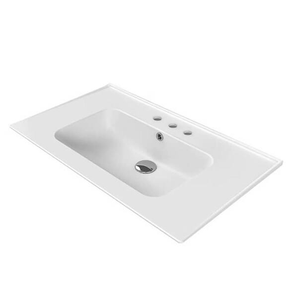 Nameeks Blue Rectangular Wall Mounted Bathroom Sink in White CeraStyle ...