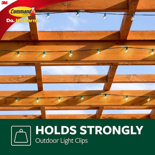 Outdoor Light Clips, Clear, Damage Free Decorating, 16 Clips and 20 Command  Strips