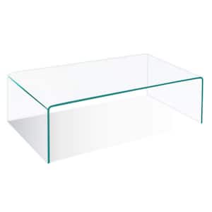 39 in. Clear Rectangle Glass Top Waterfall Coffee Table