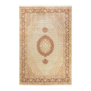 Mogul One-of-a-Kind Traditional Ivory 6 ft. 8 in. x 10 ft. 1 in. Oriental Area Rug