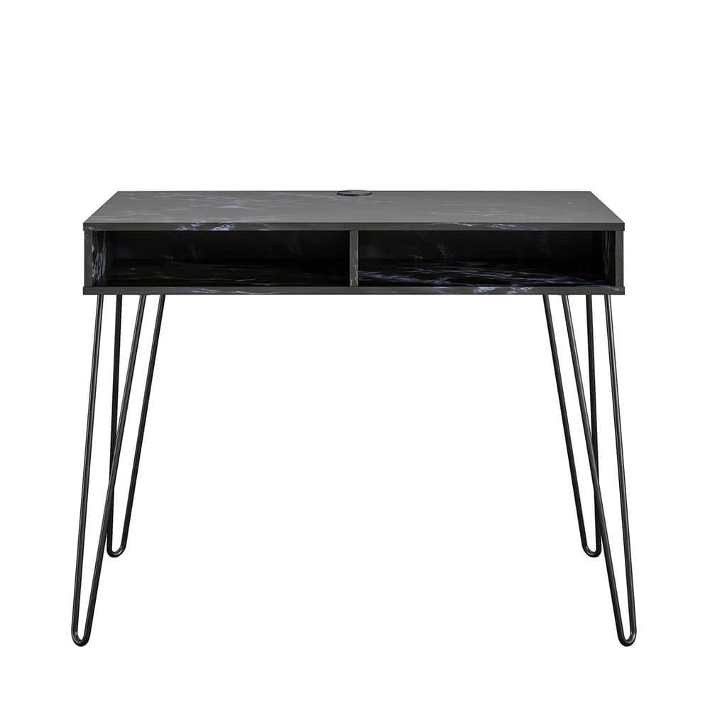 Novogratz Athena 40.5 in Black Marble Computer Desk with Storage