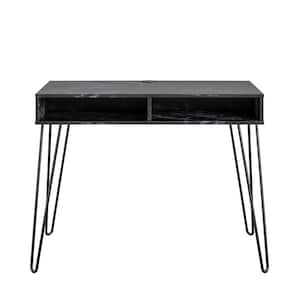 Athena 40.5 in Black Marble Computer Desk with Storage