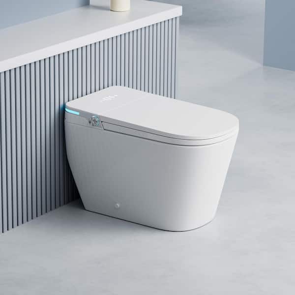 Yecla Elongated Smart Bidet Toilet in White with Automatic Flip Cover,Sensor Close Lid,Foot Sensor Lid Open,Water Filter