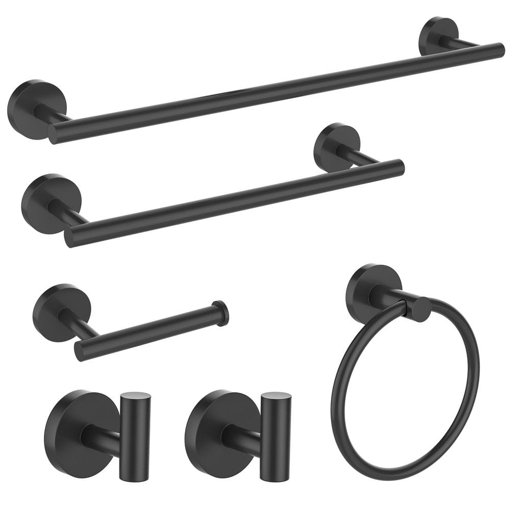 6-Piece Bath Hardware Set with Towel Bar Hand Towel Holder Toilet Paper Holder Towel Hook Modern Square in Matte Black price history on PriceWatchPro