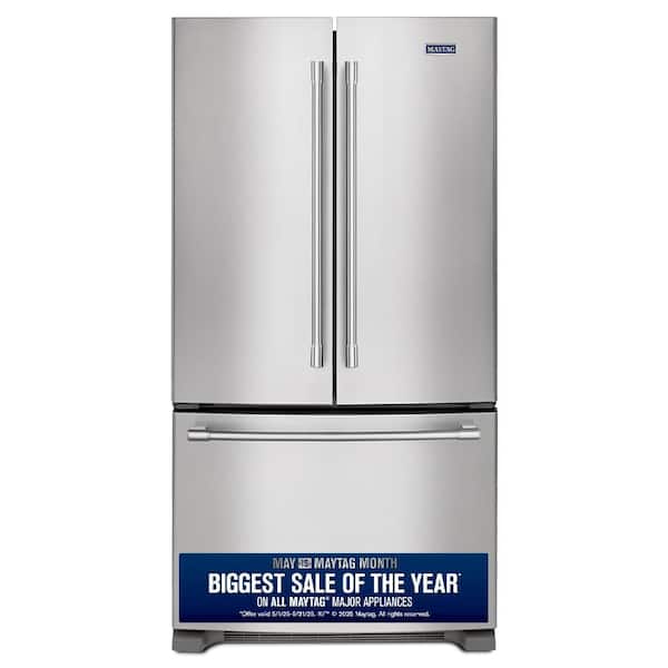 Maytag 33 in. 22 cu. ft. Built-In French Door Refrigerator in Fingerprint Resistant Stainless Steel with Water Dispenser
