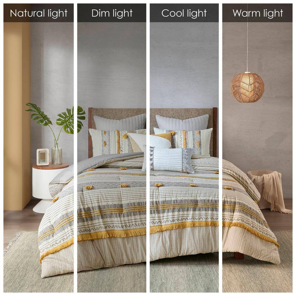 King Gray and Yellow Cotton Down Alternative Comforter Set