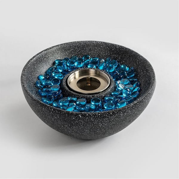 10.63 in. x 10.63 in. x 5.12 in. Black Ethanol Fuel Concrete Tabletop Fire Pit, Personal Fireplace Mini Fire Pit