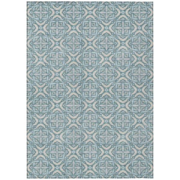 Chantille Machine Washable Indoor/Outdoor Abstract ACN2924 Teal 5 ft. x 7 ft. 6 in. Area Rug