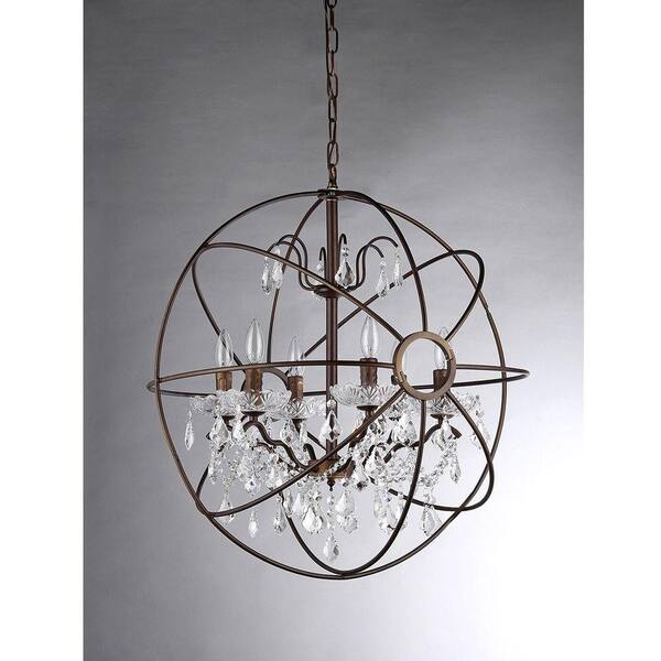 Warehouse of Tiffany Edwards 6-Light Antique Bronze Sphere Crystal Chandelier with Shade