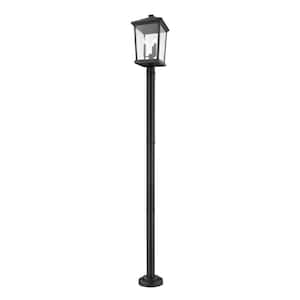 Beacon 85.5 in. 3-Light Black Aluminum Hardwired Outdoor Weather Resistant Post Light Set with No Bulb Included