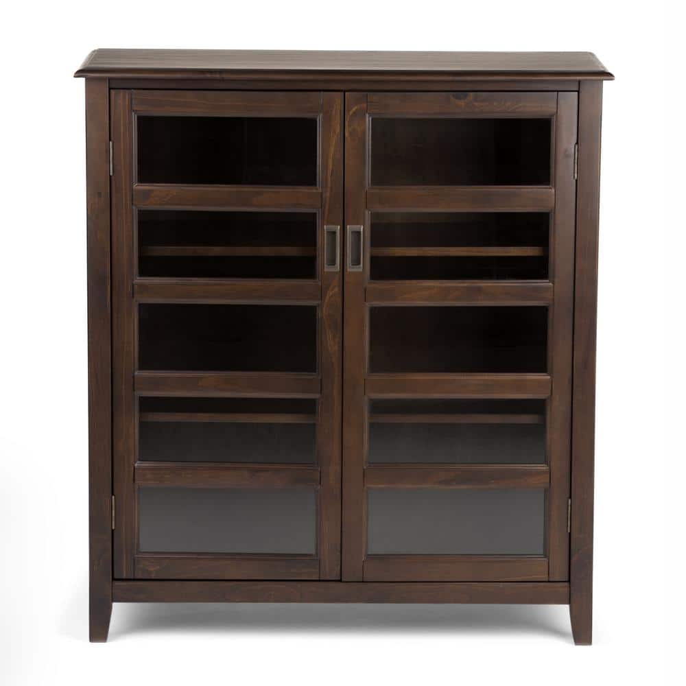 Burlington Medium Mahogany Brown Storage Cabinet with Tempered Glass Doors