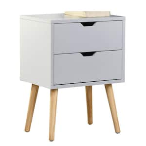 2-Drawer White End Side Table Nightstand 16 in. W x 13 in. D x 22 in . H