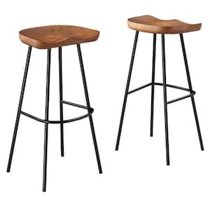 Concord 31.5 in. in Walnut Backless Wood Bar Stools - Set of 2