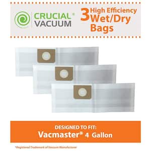 Replacement Bags, Fits Vacmaster VF408 Wet and Dry Vacs, 4 Gal. Cap, Compatible with Part VFDB (3-Pack)