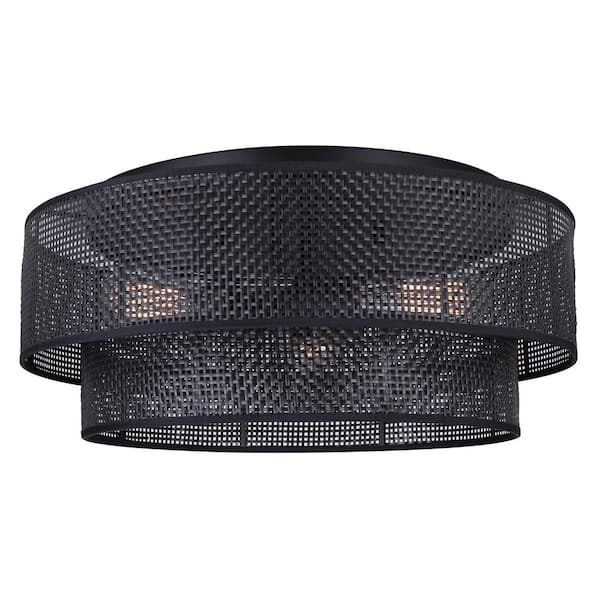 CANARM BELLAMY 19 in. 3-Light 60-Watt Contemporary Black Flush Mount ...