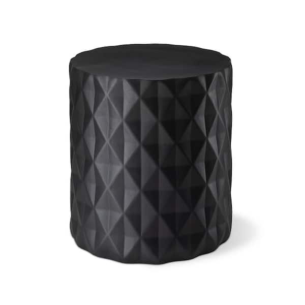 Glitzhome 17.25 in. H Multi-functional MGO Black Diamond Textured Garden Stool or Planter Stand or Accent Table