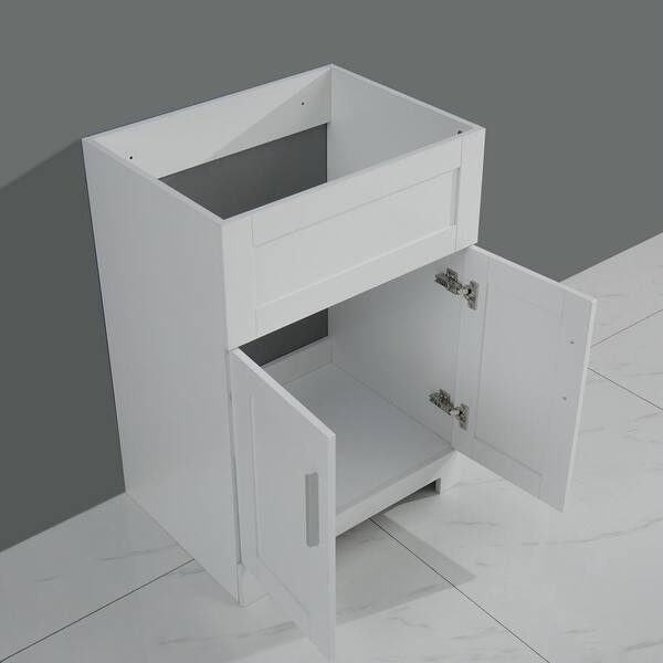 Tatayosi White Laundry Tub Cabinet with Stainless Steel Sink and Faucet