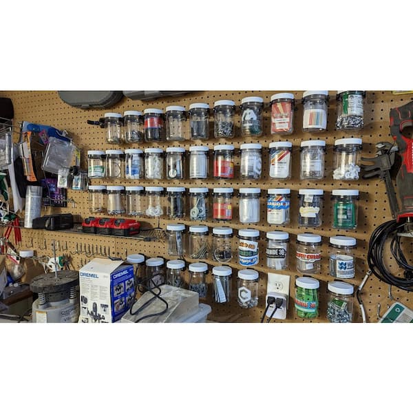 Plastic Pegboard Wallwerx Mason Jar Storage Canister Small Parts Organizer  - Wall Control