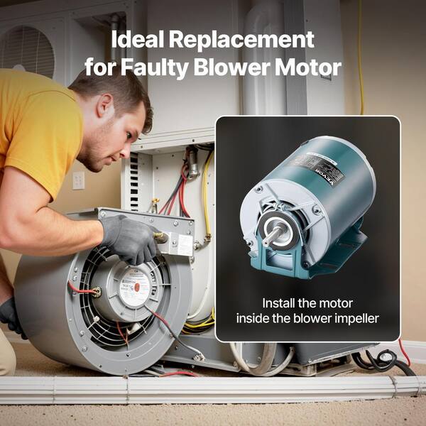 VEVOR 1/4HP Furnace Blower Motor 1725RPM, 115V 2A Belt Drive