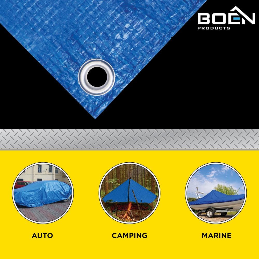 Ultra-Durable 50'x50' Blue Polyethylene Tarp with Aluminum Grommets