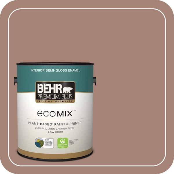 1 gal. Home Decorators Collection #HDC-NT-07 Hickory Branch Semi-Gloss Enamel EcoMix Plant-Based Interior Paint & Primer
