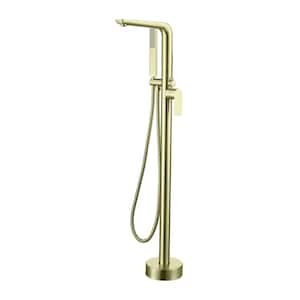 Single-Handle Claw Foot Tub Faucet with Hand Shower in Brushed Gold