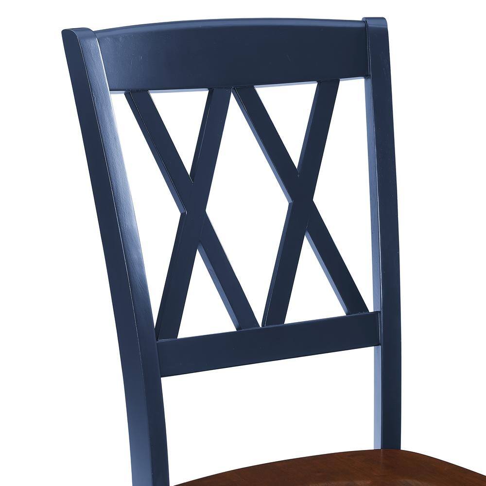 Navy High Cross Back Wood Side Chair Set