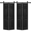 CALHOME 60 in. x 80 in. 6-Panel Black Painted MDF Composite Double Bi ...