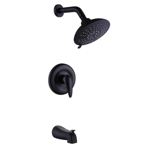 Inner Decor Muel Round 6 in. Dia Single-Handle 5-Spray Tub and Shower Faucet in Matte Black (Valve Included)