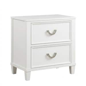 Thabeli White 2 Drawers 19 in. W Nightstand
