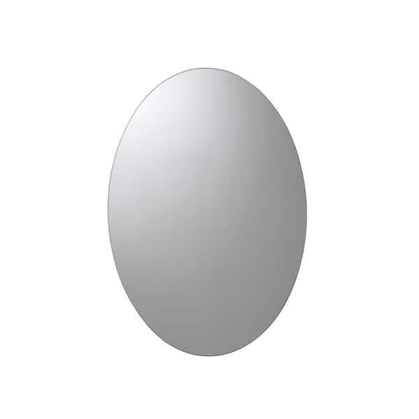 Tay 18 in. W x 26 in. H Single Door Oval Silver Stainless Steel Surface Mount Bathroom Medicine Cabinet with Mirror