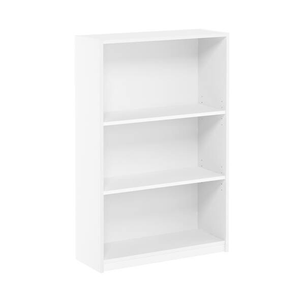 White Wood 3 Shelf Standard Bookcase, Ikea Slim Bookcase Blackout