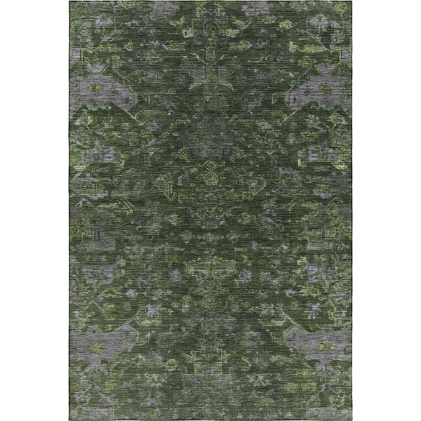 Mayfield Premium Machine Washable Abstract AMF2322 Olive 10 ft. x 14 ft. Area Rug