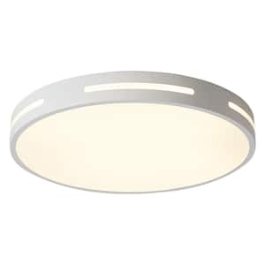 19.7 in. 1-Light White Simple Circle 3-Tone LED Flush Mount Home Hollow Design Ceiling Lighting