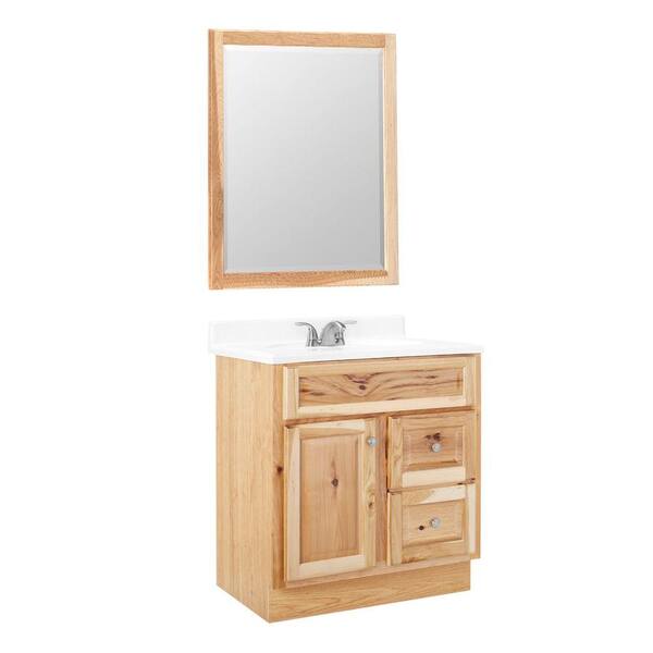 Glacier Bay Hampton 30 in. W x 21 in. D x 33.5 in. H Bathroom Vanity Cabinet Only with Mirror in Natural Hickory