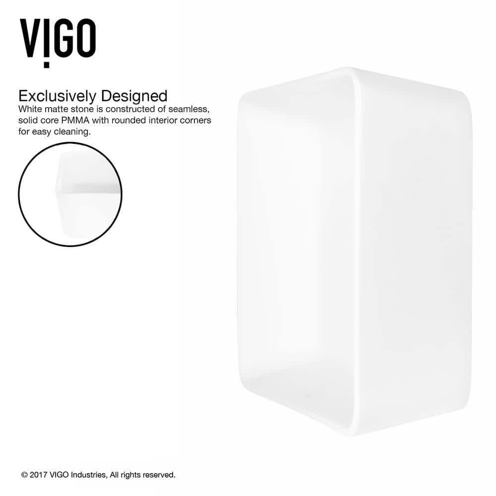 Modern White Rectangular Above-Counter Stone Vessel Sink