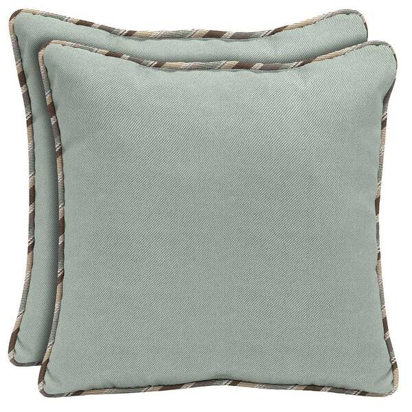 Hampton Bay Seaside Solid Welted Outdoor Pillow (2-Pack)