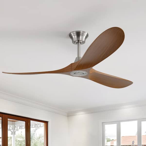 60 in. Indoor/Outdoor Smart Nickel and Brown Ceiling Fan without Light for Bedroom or Living Room