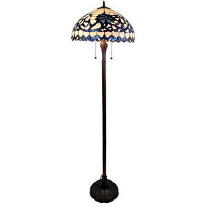 Rexi 61 in. 2-Light Indoor Blue and White Tiffany Floor Lamp with Light Kit
