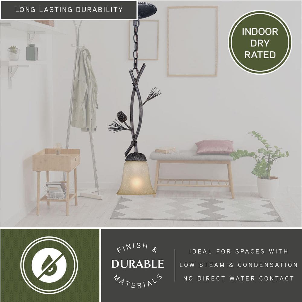 Black Walnut Rustic Glass Mini Pendant Light