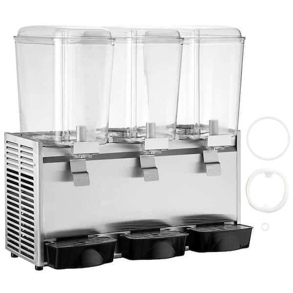 Commercial Beverage Dispenser, 3 Tanks, 680W, 20.4 Qt., 41 ºF-53.6 ºF Thermostat, for Cold Drinks, Party