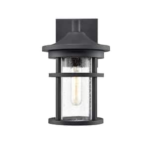Namath 1 Light 7 in. Textured Black Outdoor Clear Seeded