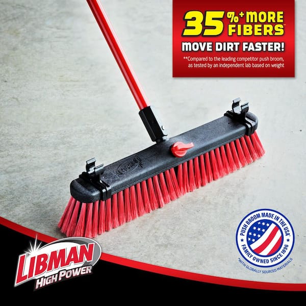 18 in. High Power Multi-Surface Push Broom with 60 in. Steel Handle (2-Pack)