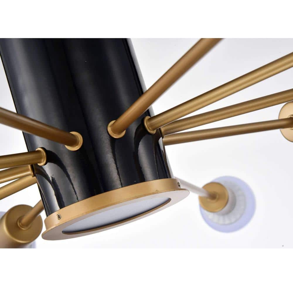 Lorena 49.5" Black and Gold Sputnik 11-Light Flush Mount