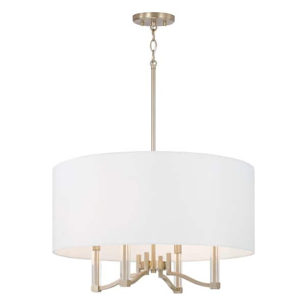 Ingrid 60-Watt 4-Light Matte Brass Pendant Light with Clear Acrylic Accents and No Bulbs Included