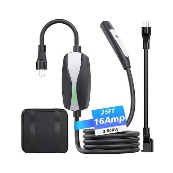 25ft 240-Volt 120-Volt Home Portable EV Car Charger NEMA 6-20 Plug NACS Connector for Tesla Models Y X 3 S