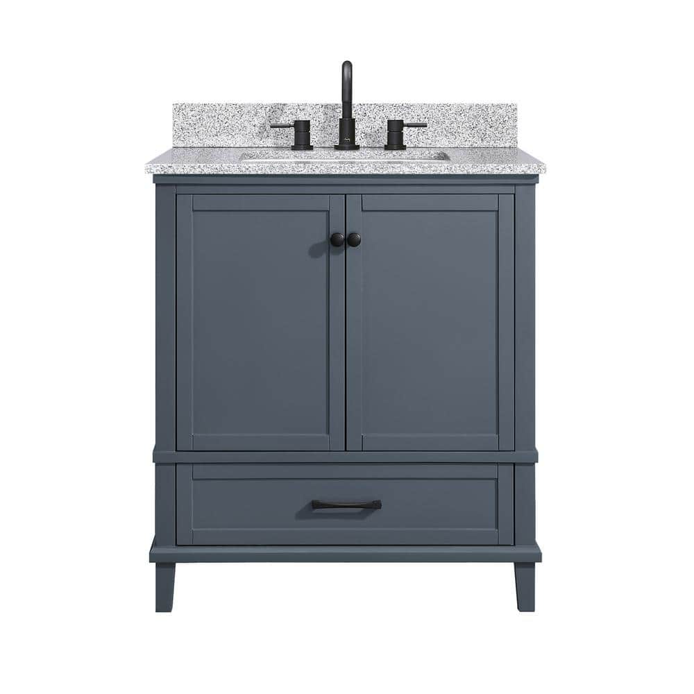 Merryfield 31 in. Single Sink Dark Blue-Gray Bath Vanity with Gray Granite 