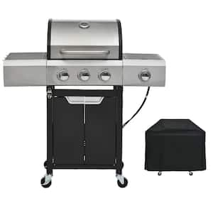 3-Burner Propane Gas Grill in Stainless Steel with Side Burner and Built-In Thermometer