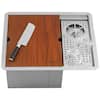Ruvati Ibiza 22 in. Undermount Single Bowl 16-Gauge Stainless Steel Workstation Wet Bar Sink with Glass Rinser RVH8542ST